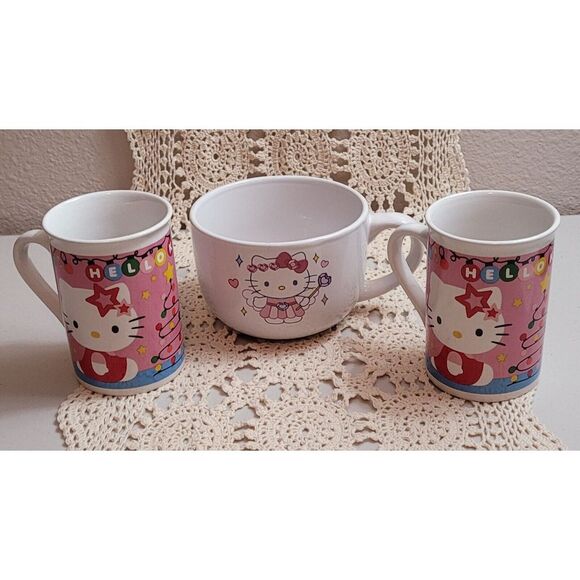 Hello‎ kitty 1 soup and 2 coffee mugs - Picture 1 of 9